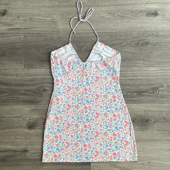 Princess Polly Halter Neck Mini Dress White Multicolor Floral Size US 6 Feminine - Picture 8 of 10